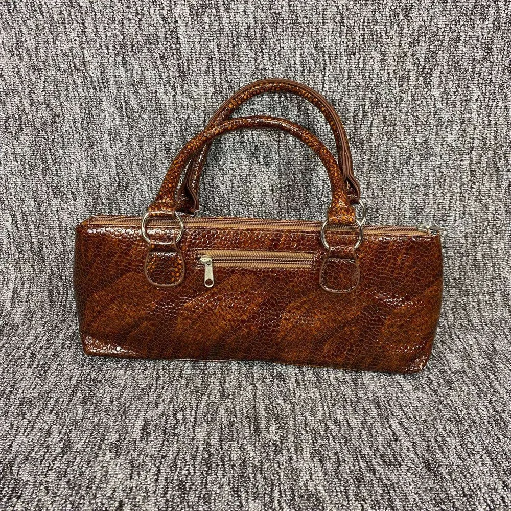 Primeware Insulated Wine Clutch Women OS Brown Faux Croc Textured Picnic Bag